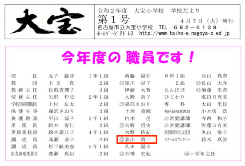 森山勇二 大宝小学校