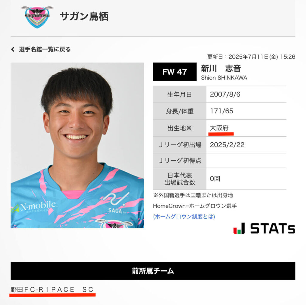 新川志音選手 前所属チーム
